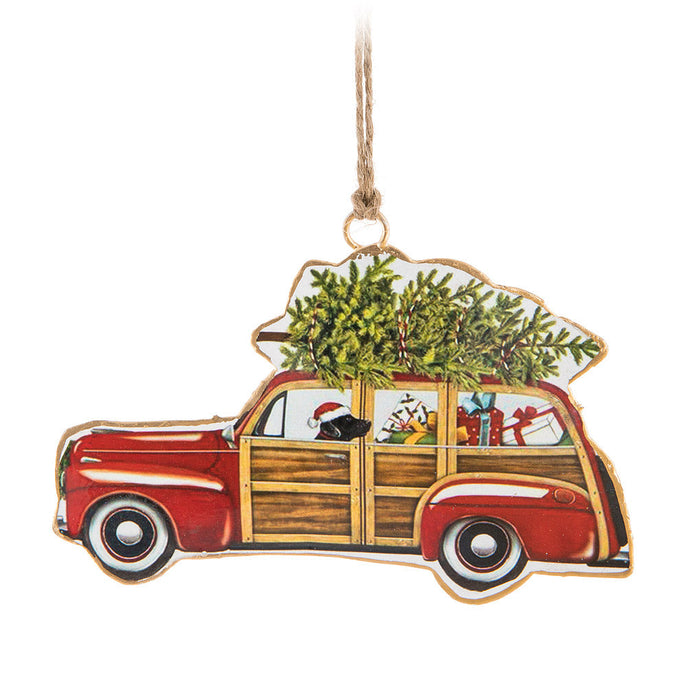 Dog in a Station Wagon Ornament