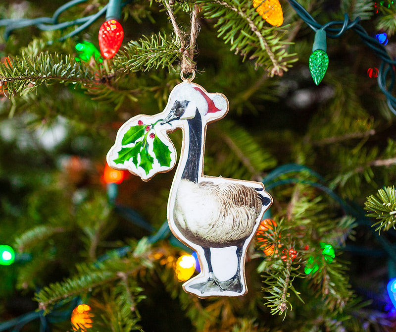 Load image into Gallery viewer, Canada Goose with Mistletoe Ornament
