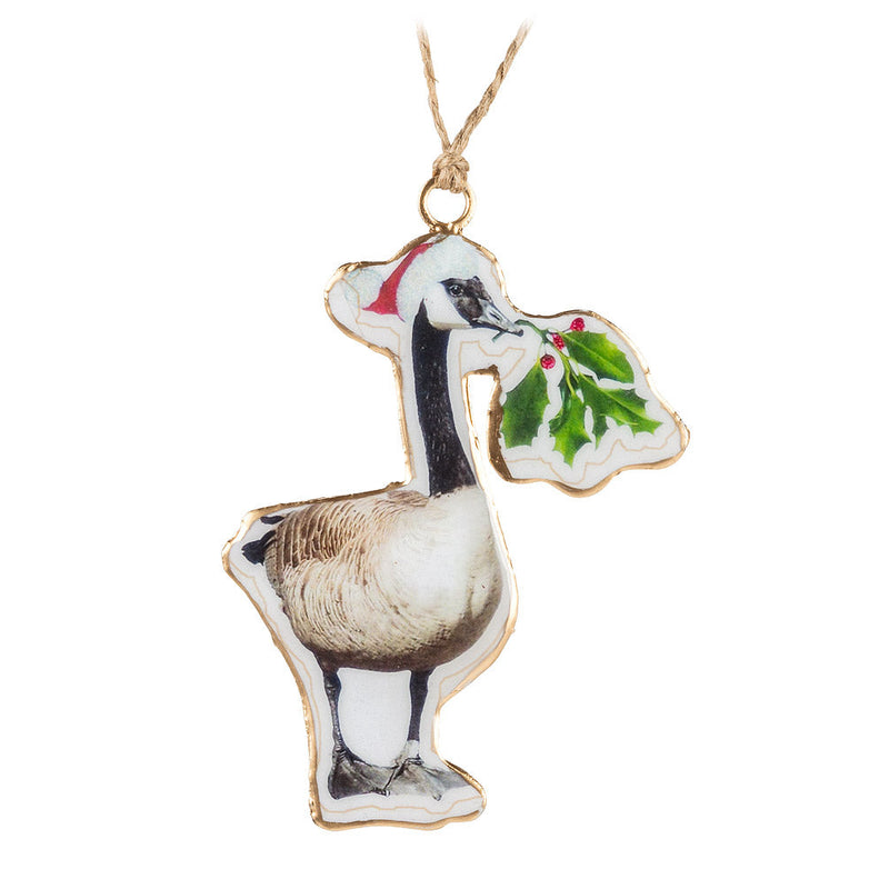 Load image into Gallery viewer, Canada Goose with Mistletoe Ornament
