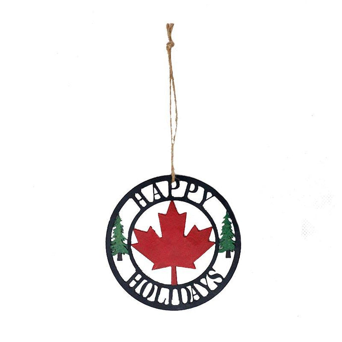 Happy Holidays Maple Leaf Ornament