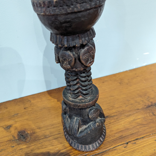 Carved Wood Oil Lamp | Vintage from Nepal