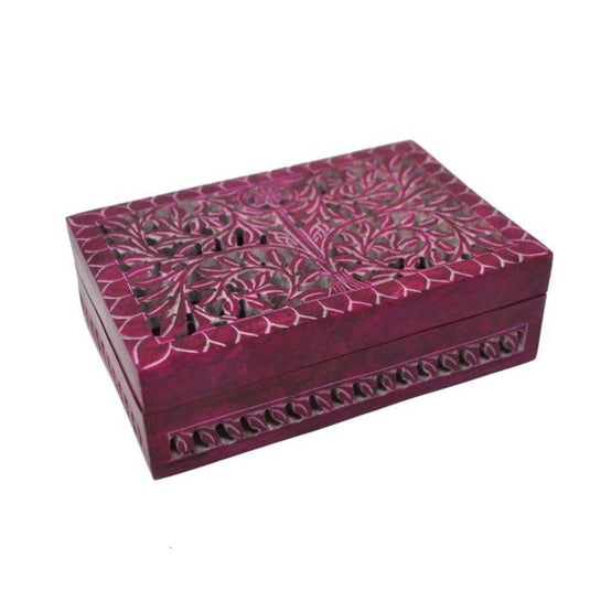 Carved Soapstone Box in Pink