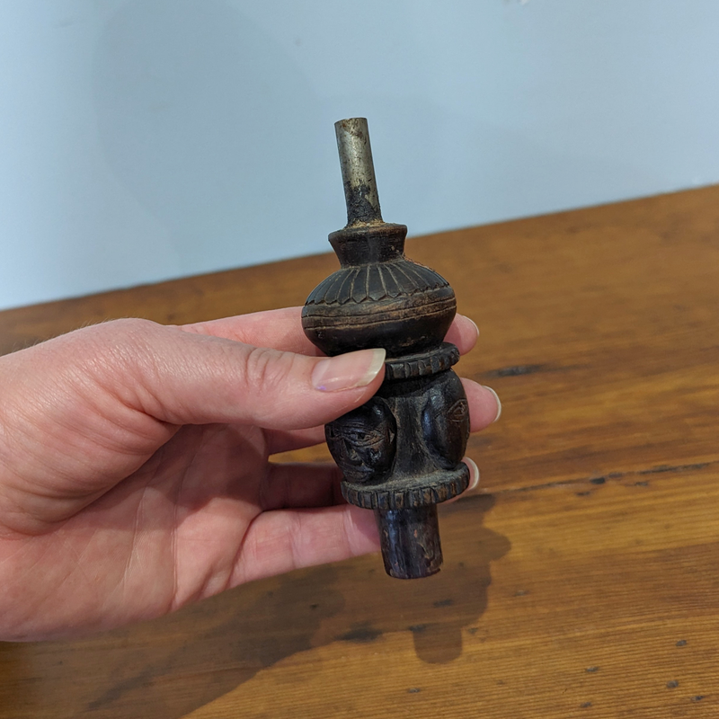 Load image into Gallery viewer, Carved Wood Oil Lamp | Vintage from Nepal
