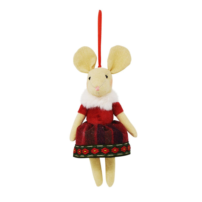 Mouse in her Christmas Dress Ornament