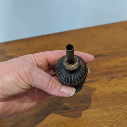 Carved Wood Oil Lamp | Vintage from Nepal