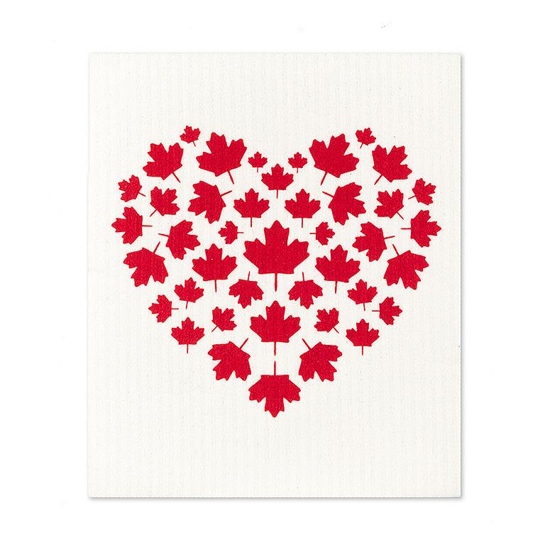Load image into Gallery viewer, Eco-Dishcloths : Canada Flag &amp; Heart
