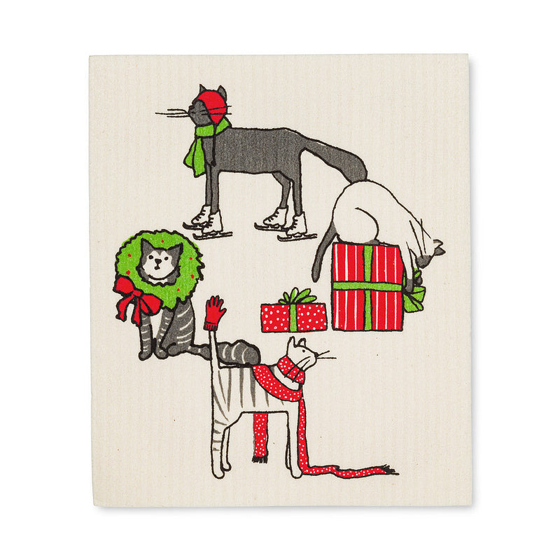 Load image into Gallery viewer, Holiday Cats Eco Dishcloths
