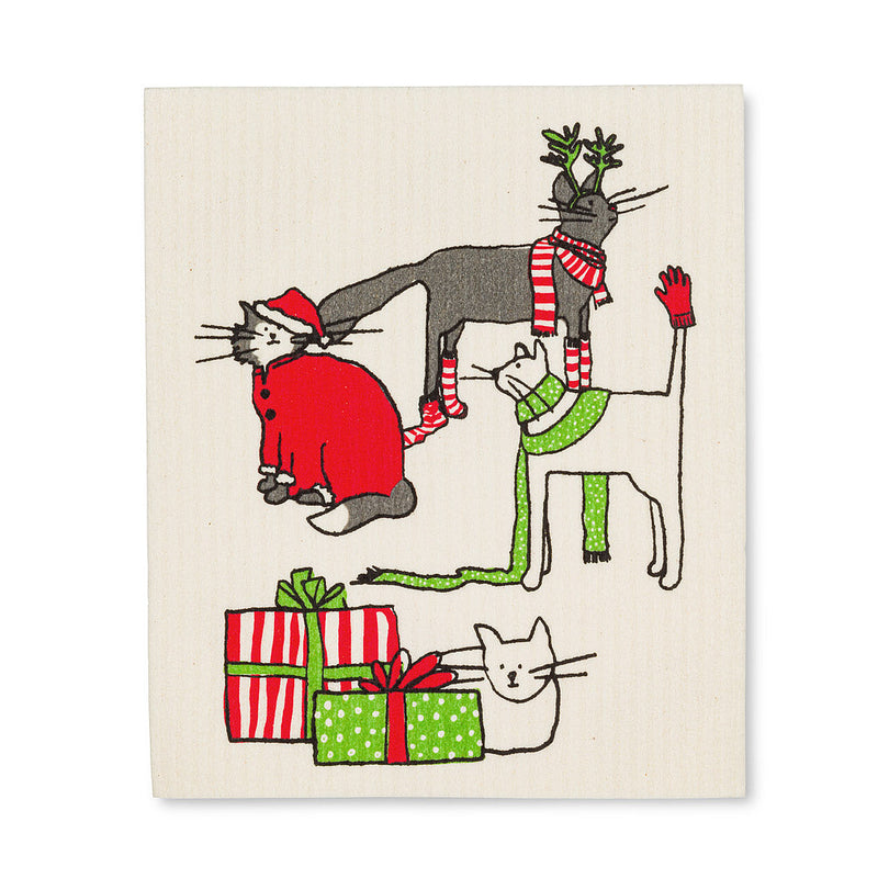 Load image into Gallery viewer, Holiday Cats Eco Dishcloths
