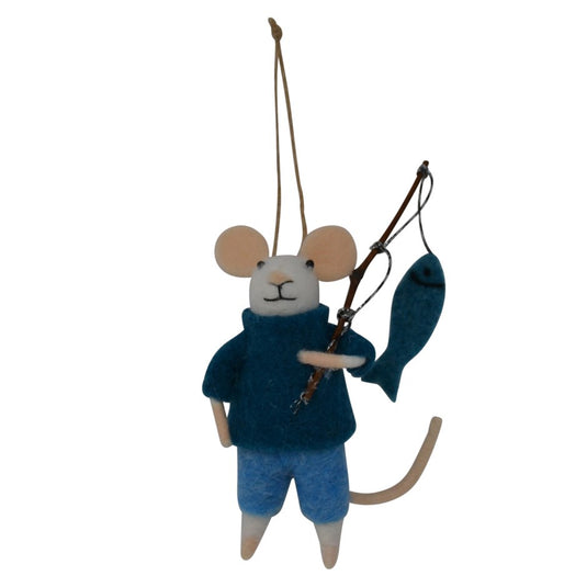 Fishing Fred Mouse Ornament