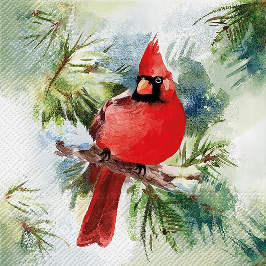 Winter Cardinal Paper Napkins | Lunch Size | 20 Pack