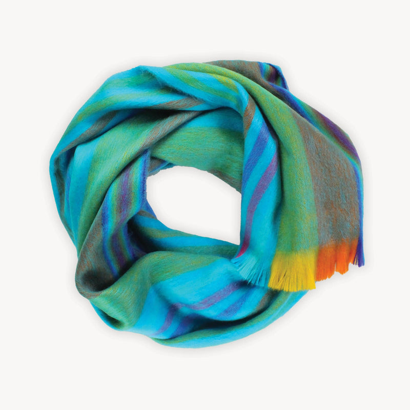 Load image into Gallery viewer, Alpaca Blend Scarf in Tropical Multi Stripe
