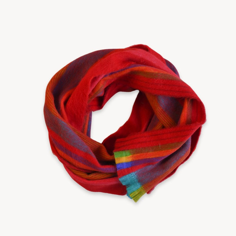 Load image into Gallery viewer, Alpaca Blend Scarf in Crimson Stripe
