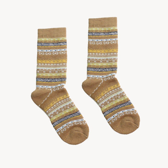 Alpaca Socks in Patterned Mocha