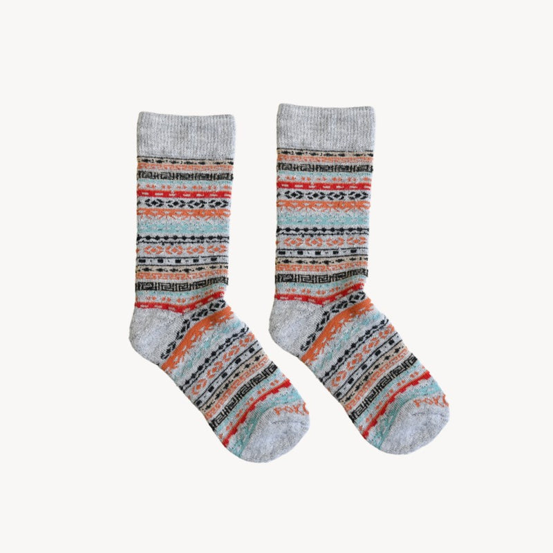 Load image into Gallery viewer, Alpaca Socks in Patterned Grey
