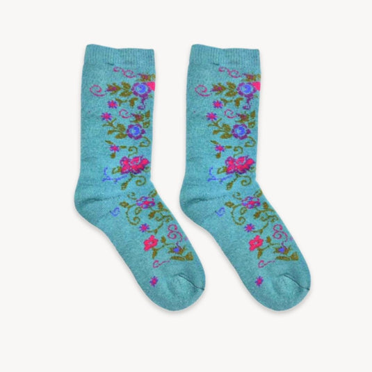Alpaca Socks In Wild Rose Aqua
