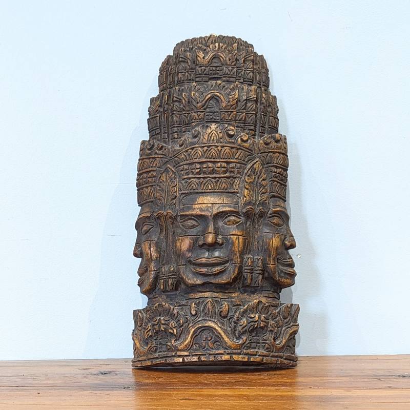 Load image into Gallery viewer, Bayon Wood Sculpture | Vintage Piece from Angkor Wat
