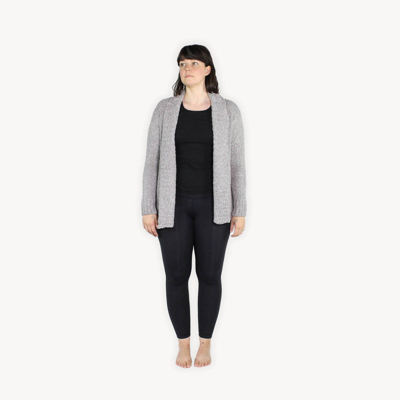 Load image into Gallery viewer, Cozy Cardigan with Ribbed Edge in Stone
