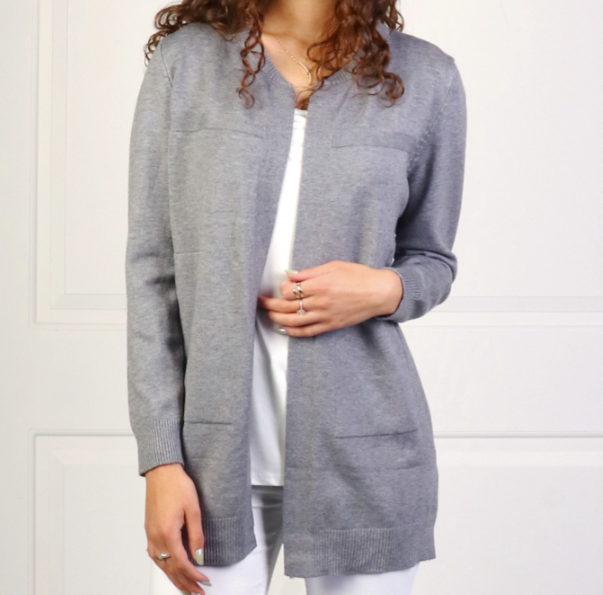 Gina Open Front Cardigan in Grey