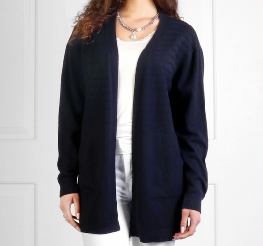 Ribbed Knit Cardigan in Black