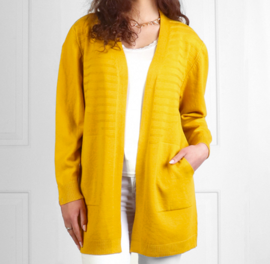 Ribbed Knit Cardigan in Mustard