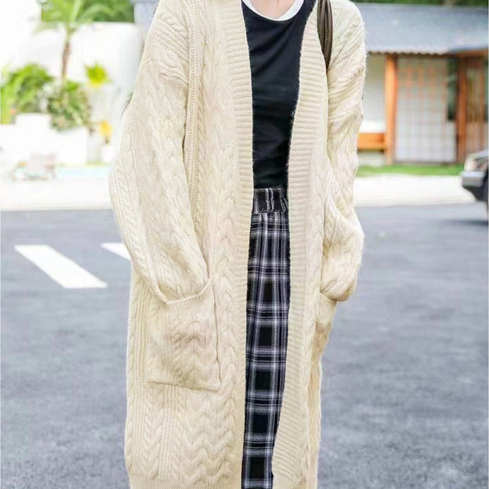 Oversize Varied Knit Design Sweater in Oatmeal