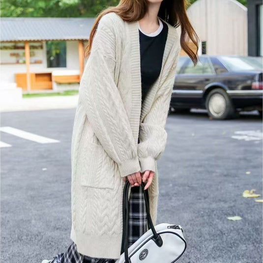 Oversize Varied Knit Design Sweater in White