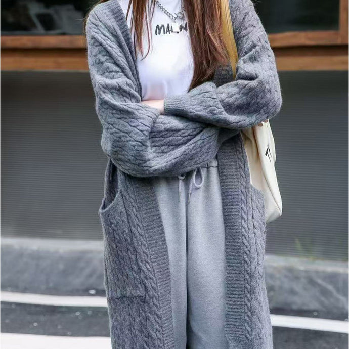 Oversize Cable Knit Sweater in Dark Grey