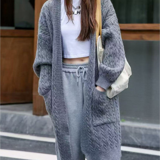 Oversize Cable Knit Sweater in Dark Grey