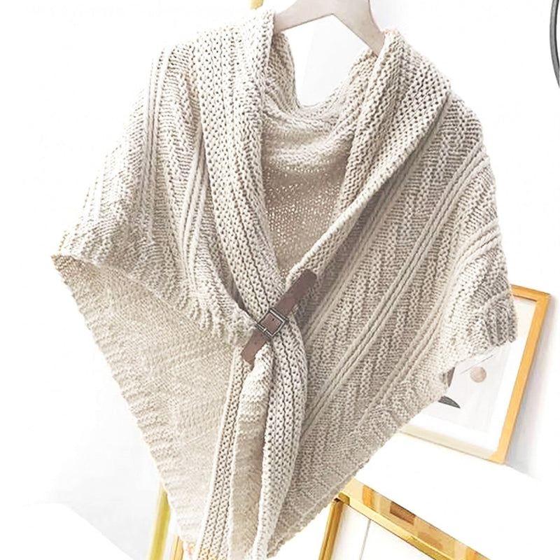 Load image into Gallery viewer, Buckle Detail Knit Wrap in Creamy White
