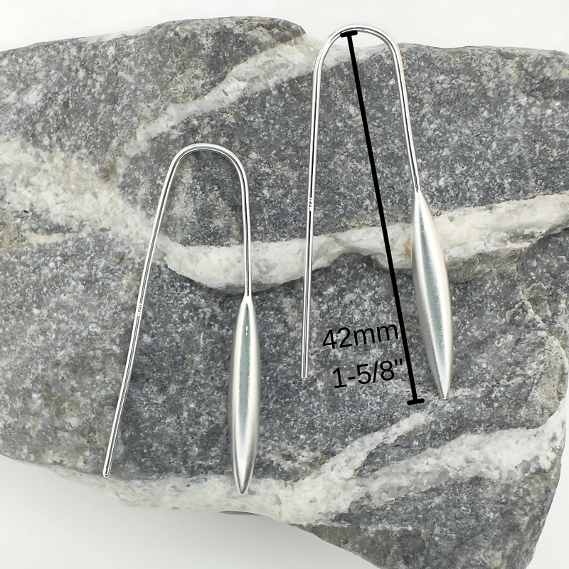 Load image into Gallery viewer, Long Drop Sandblast Finish Earrings in Sterling Silver
