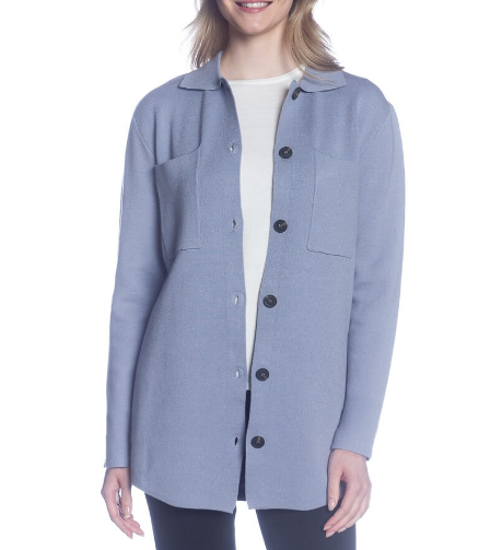 Button-Up Sweater Jacket in Bluebell