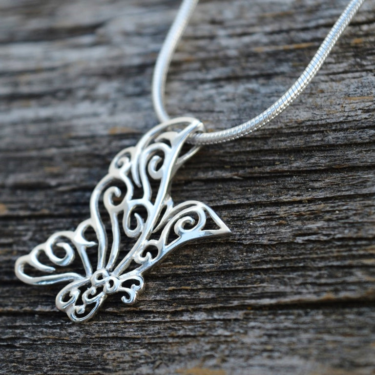 Load image into Gallery viewer, Flying Butterfly Necklace in Sterling Silver
