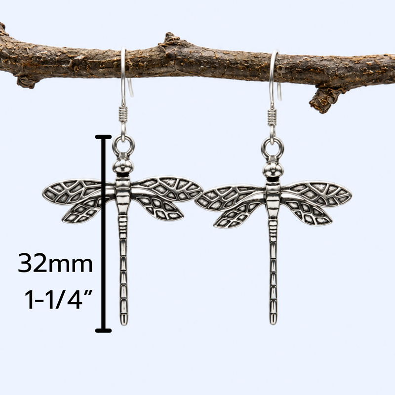 Load image into Gallery viewer, Wings of Change Dragonfly Earrings in Sterling Silver
