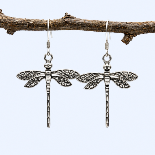Wings of Change Dragonfly Earrings in Sterling Silver