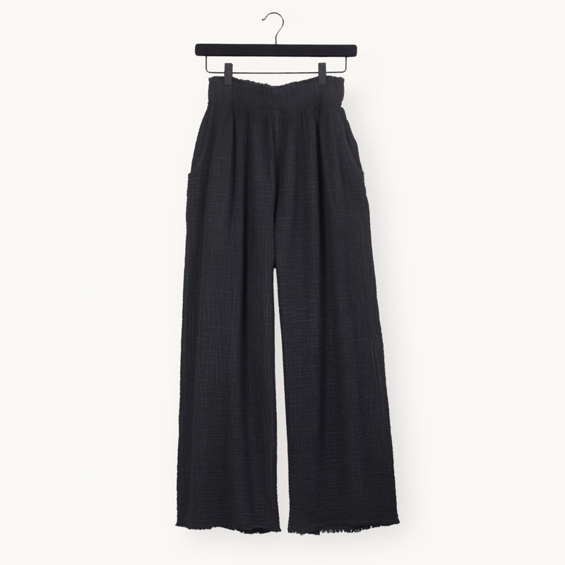 Load image into Gallery viewer, Crinkle Cotton Palazzo Pants in Black
