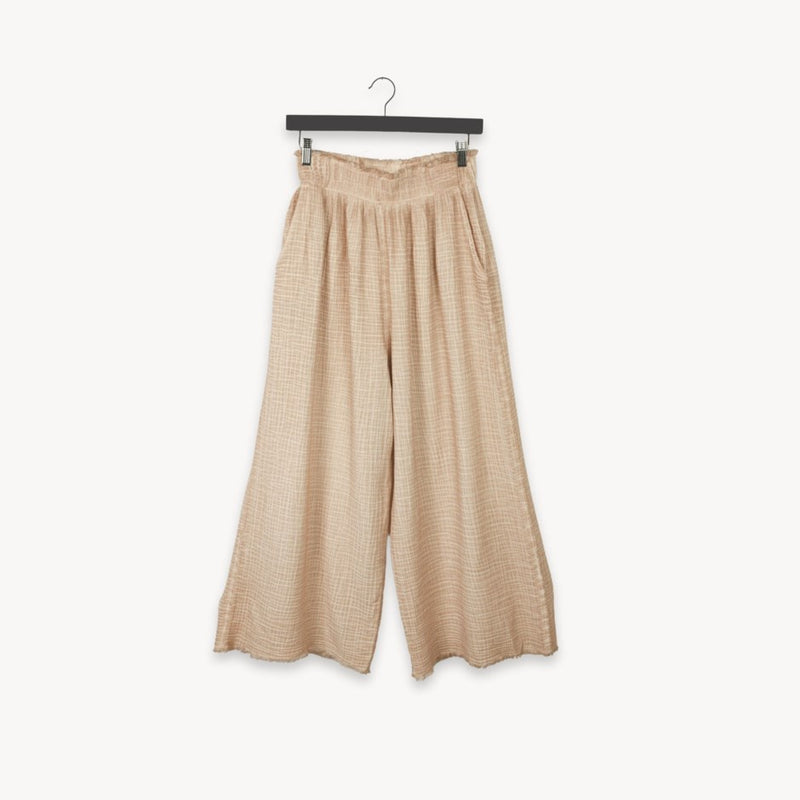 Load image into Gallery viewer, Crinkle Cotton Palazzo Pants in Biege

