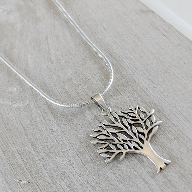 Load image into Gallery viewer, Leafy Tree Necklace in Sterling Silver
