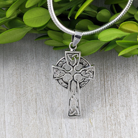 Large Celtic Cross Necklace in Sterling Silver