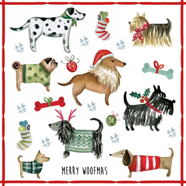 Eco-Paper Napkins, Lunch Size : Merry Woofmas