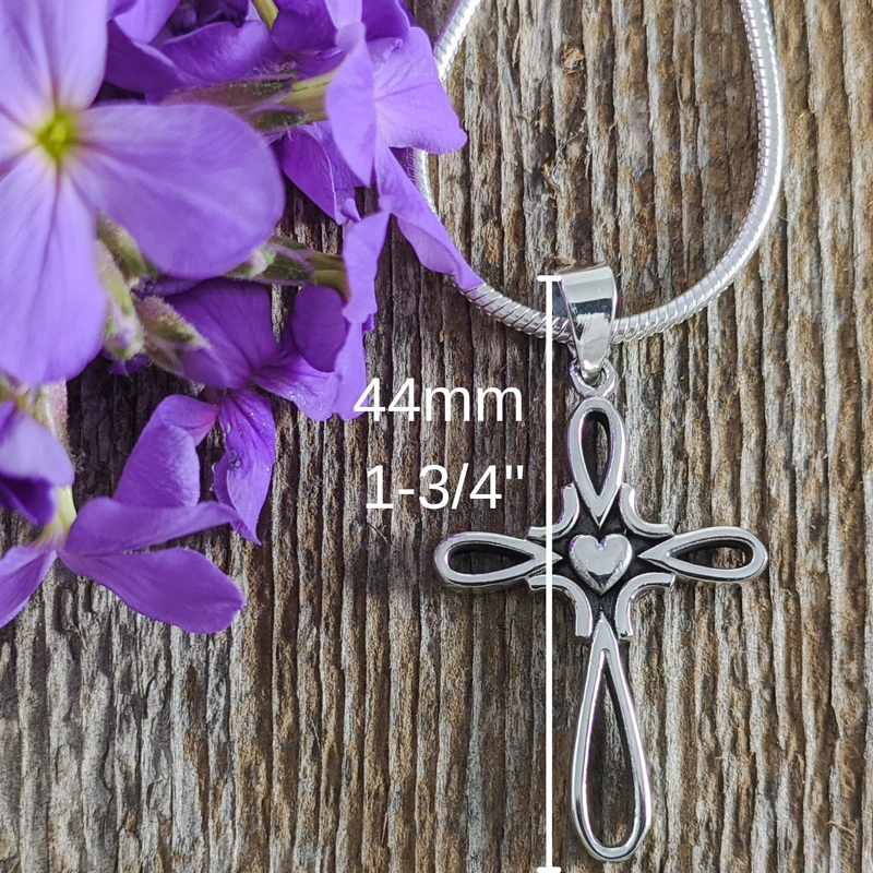 Load image into Gallery viewer, Faith &amp; Love Cross Necklace in Sterling Silver
