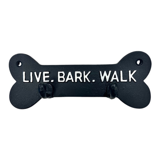Live, Bark, Walk Cast Iron Wall Hooks