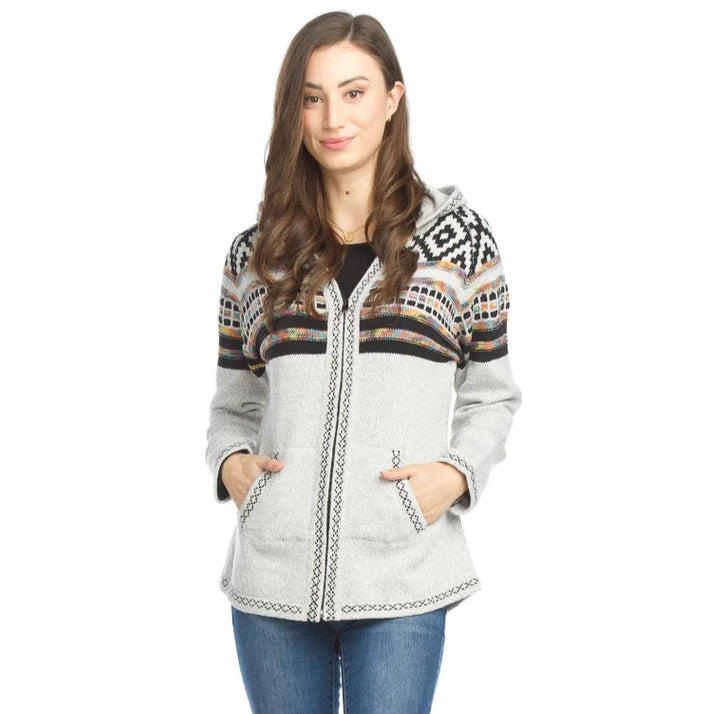 Load image into Gallery viewer, Fairisle Knit Zip Up Hoodie
