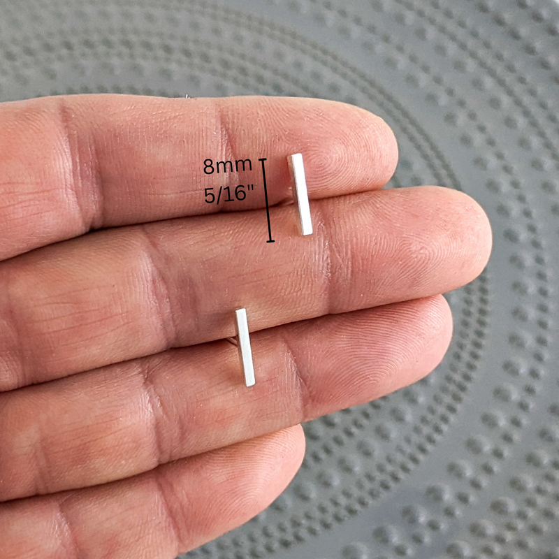 Load image into Gallery viewer, Thin Silver Bar Stud Earrings in Sterling Silver
