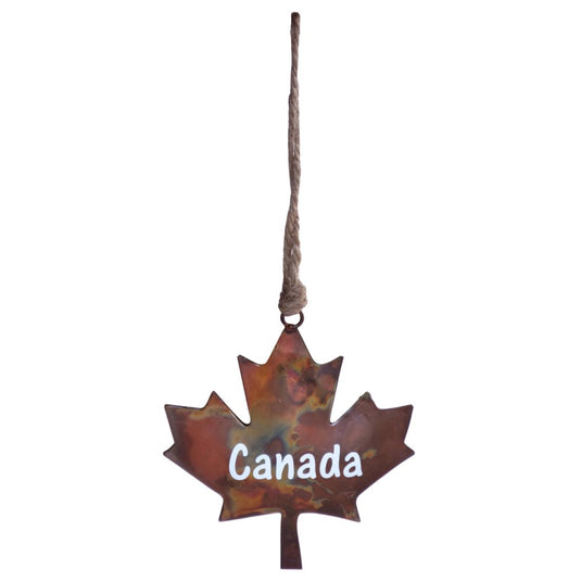 Flamed Copper Maple Leaf Canada Ornament