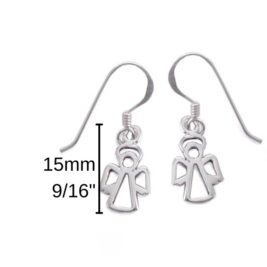A Little Guardian, Sterling Silver Angel Earrings