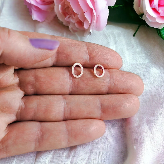 Open Oval Stud Earrings, Rose Gold Plated Sterling Silver
