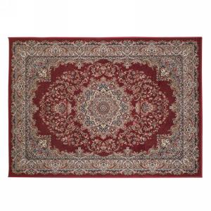 Classic Floral Print Rug in Burgundy