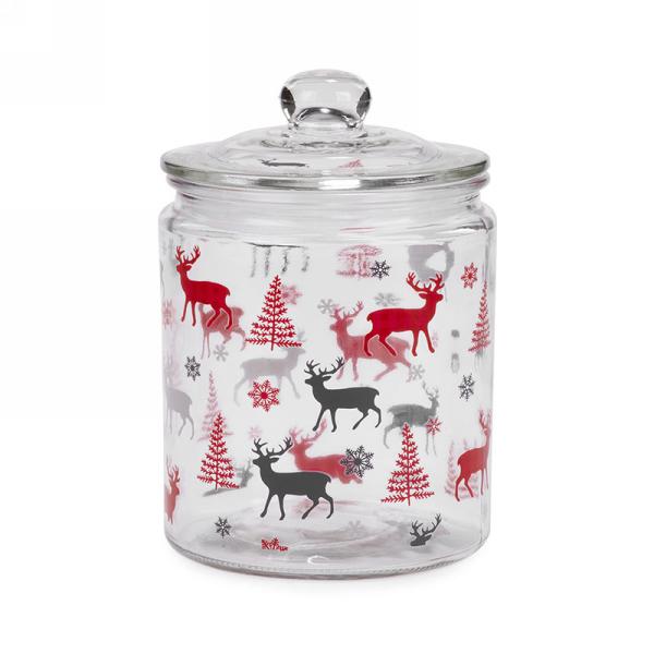 Glass Cookie Jar : Deer & Trees