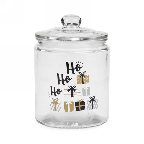 Glass Cookie Jar : Ho Ho Ho