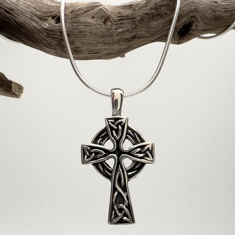 Load image into Gallery viewer, Faith Forged in Silver: Celtic Cross Necklace
